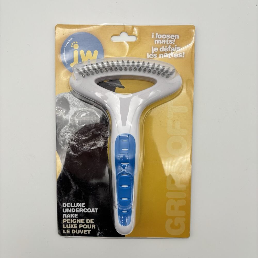 New JW Pet Company Sealed Double Row Deluxe Undercoat Rake for Dogs Sealed